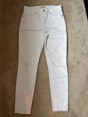 Madewell White Distressed Skinny Jeans